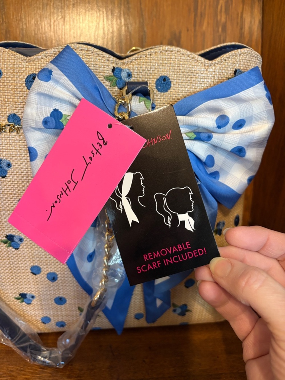 NWT-Betsey Johnson-Blueberry🫐Embroidered-Large XO Tote-Woven Straw-Natural-$118 - Picture 2 of 16